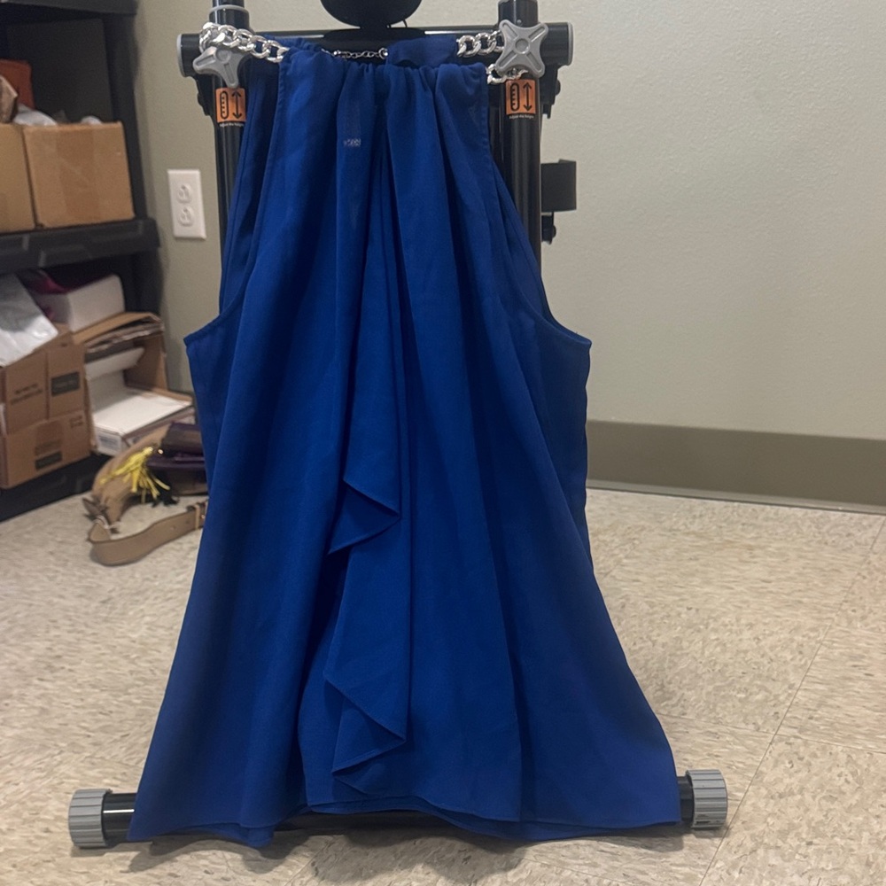 Royal Blue Sleeveless Ruffled Halter Top